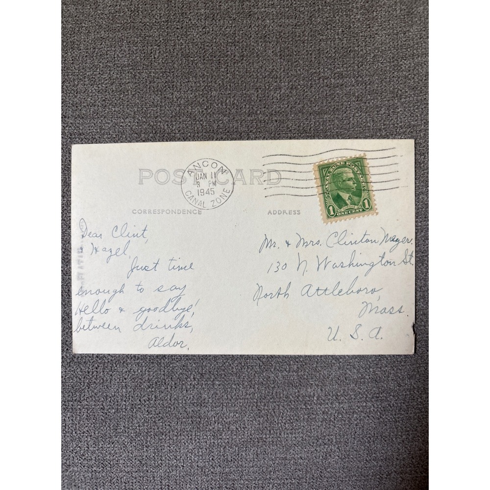 Vintage 1945 Colon Panama RPPC Real Photo Postcard Ancon Canal Zone Postmark - Picture 4 of 7